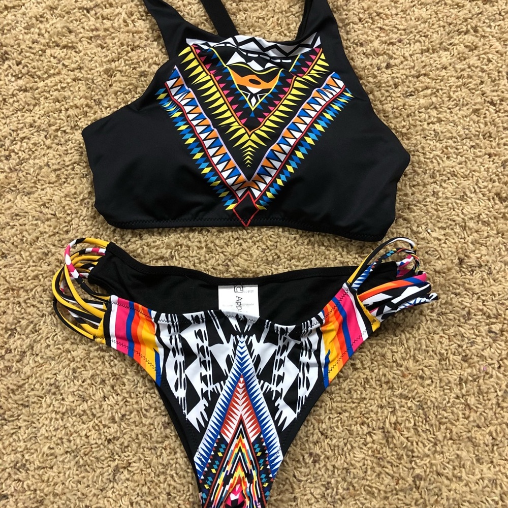 Black/multicolor swimming suit